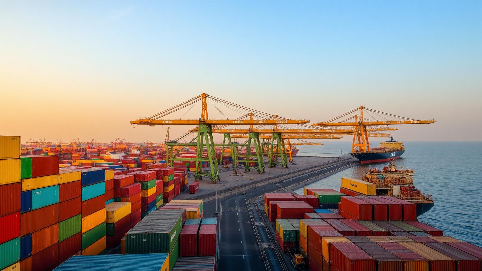 Container port in India loading export cargo